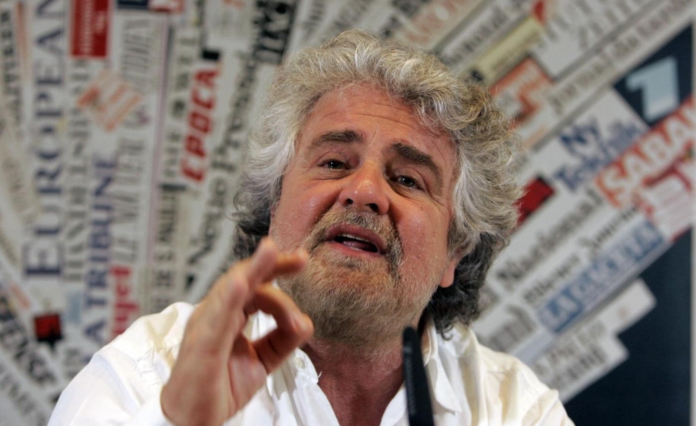 FILE - File photo taken Thursday, April 3, 2008 of Italian comic-turned-political agitator Beppe Grillo, from a press conference in Rome. In a report Tuesday May 28, 2013 on the results from local ballots, the comic's anti-establishment political movement that scored a stunning success in elections for Parliament, has flopped across Italy. Final results across the nation dealt Beppe Grillo's upstart 5-Star Movement a dramatic setback (AP Photo/Pier Paolo Cito,File)